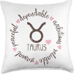 Taurus Description Apparel Men Women Funny Zodiac Sign Gift Throw Pillow - Taurus Pillow for men