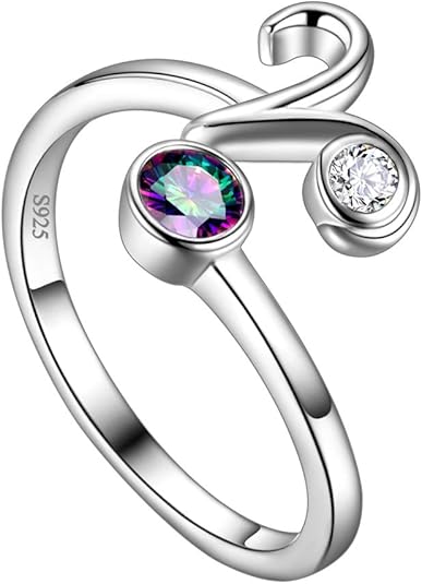 Adjustable Zodiac Sign Ring 925 Sterling Silver Fine Jewelry Gifts Rainbow Mystic Topaz Zirconia 12 Constellation Ring Astrology Cute Scorpio Ring Celestial Zodiac Jewelry Birthday for Women Girls - Aries Ring for men