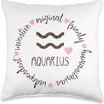 Aquarius Facts Apparel For Men Women Funny Zodiac Sign Gift Throw Pillow - Aquarius Pillow for men