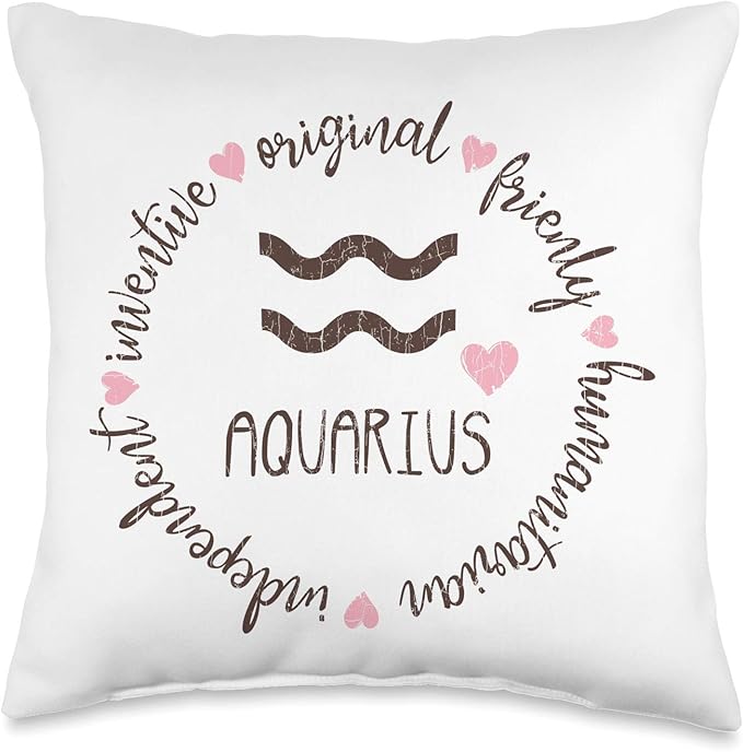 Aquarius Facts Apparel For Men Women Funny Zodiac Sign Gift Throw Pillow - Aquarius Pillow for men