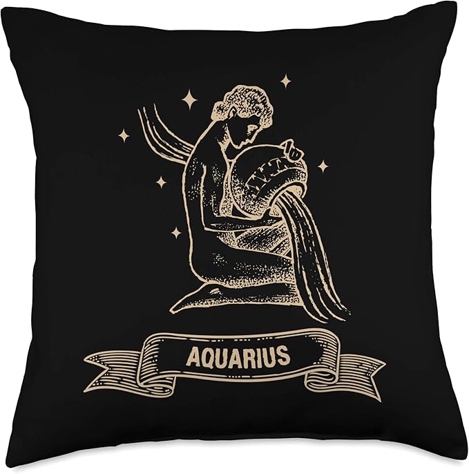 Aquarius Zodiac Sign Constellation Gift Horoscope Men Women Throw Pillow - Aquarius Pillow for men