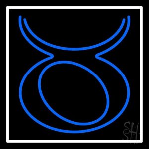 Blue Taurus LED Neon Sign 16" Tall x 16" Wide - inches Black Square Cut Acrylic Backing, with Dimmer - Bright and Premium built indoor LED Neon Sign for Storefront. - Taurus Products for men
