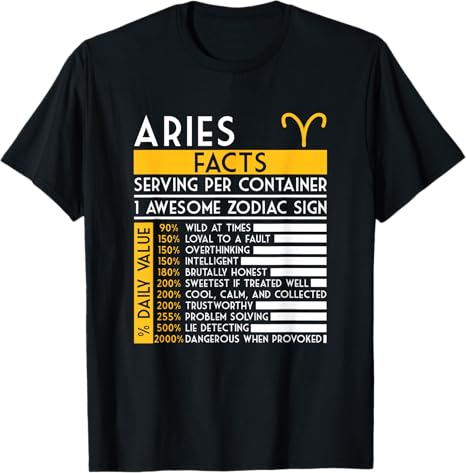 Aries Facts Zodiac Sign Horoscope Funny Astrology T-Shirt - Aries T-Shirt for men