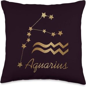 Zodiac sign Aquarius Throw Pillow - Aquarius Pillow for men