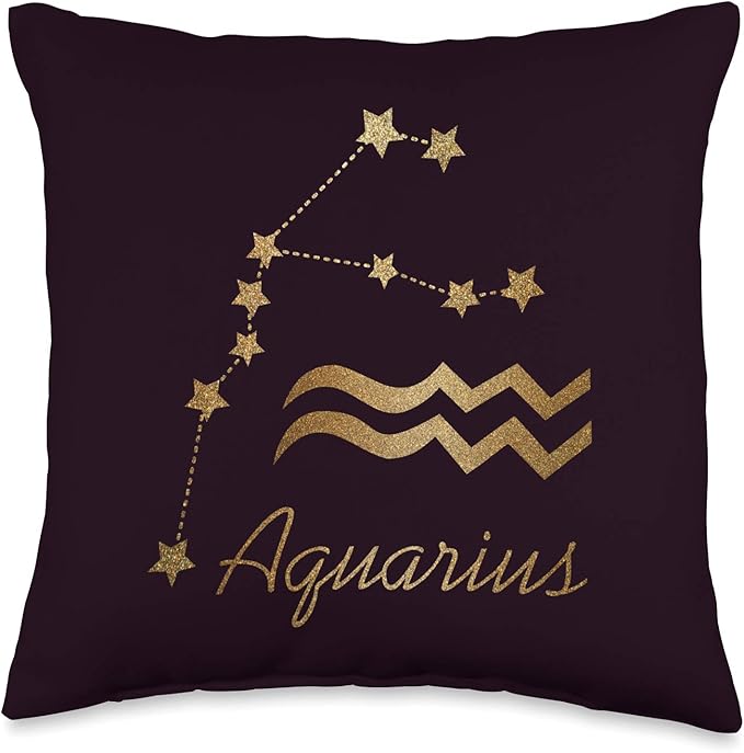 Zodiac sign Aquarius Throw Pillow - Aquarius Pillow for men