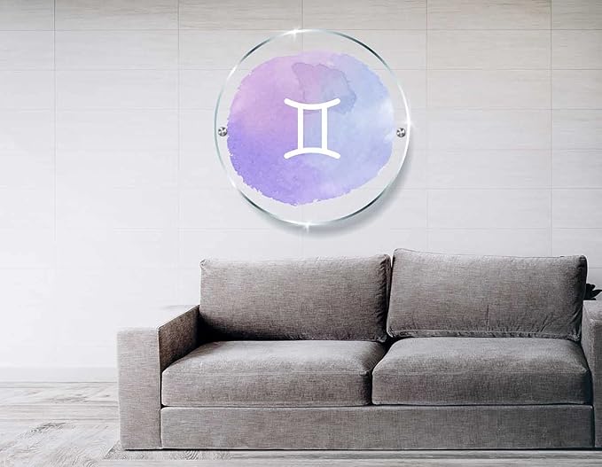 Astrological Zodiac Signs Gemini Round Glass Wall Art with Holders Home Bedroom Décor Horoscope Gift - Gemini Canvas for men
