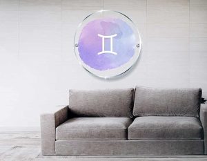 Astrological Zodiac Signs Gemini Round Glass Wall Art with Holders Home Bedroom Décor Horoscope Gift - Gemini Canvas for men