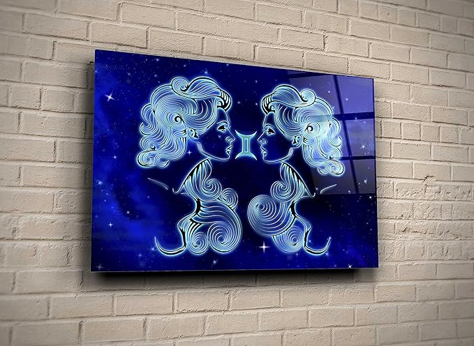 Genericc Gemini Personification Art Zodiac Sign Astrology Glass Wall Art Home Bedroom Décor Horoscope Gift - Gemini Canvas for men