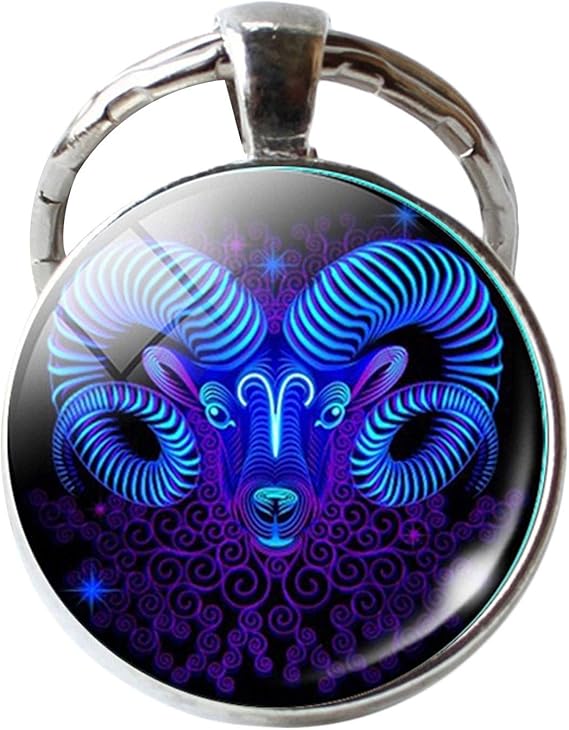 Keychain Exquisite 12 Constellation Design Glass Handbag Keychains Key Ring for Gift,Car Keychain Accessories for Women Men - Aries Keychain for men