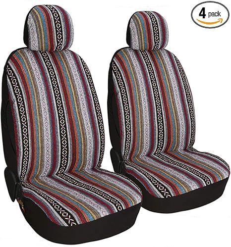 Baja Car Front Seat Covers,Saddle Boho Heavy Duty Blanket Cloth,Universal Size Fit Most Cars SUV Vans,1Pair (2 Front, Z-001) - Aries Car Seat Cover for men