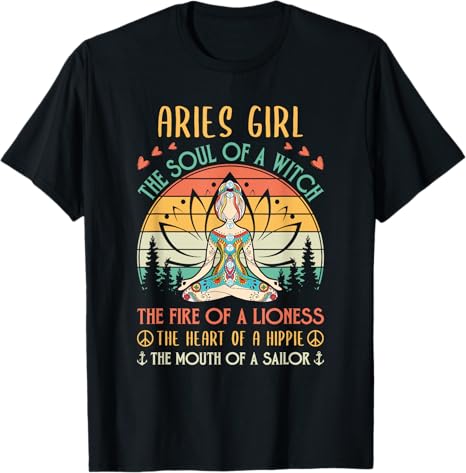 Aries Girl Witch Lioness Hippie Sailor Zen Zodiac T-Shirt - Aries T-Shirt for men