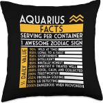 Aquarius Facts Zodiac Horoscope Funny Astrology Star Sign Throw Pillow - Aquarius Pillow for men