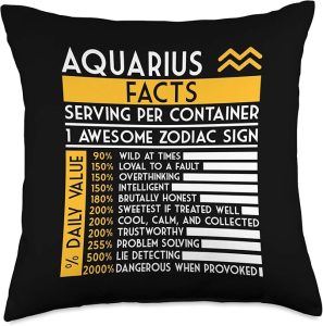 Aquarius Facts Zodiac Horoscope Funny Astrology Star Sign Throw Pillow - Aquarius Pillow for men