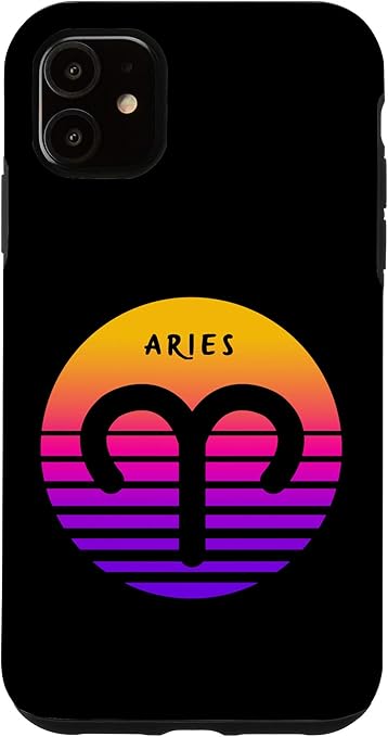 iPhone 11 Aries Zodiac Sign Vintage Sunset / Retro-Cool Aries Birthday Case - Aries Phone Case for men