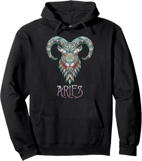 Aries Ram Aztec Zodiac March April Birthday Astrology Sign Pullover Hoodie - Aries Hoodie for men
