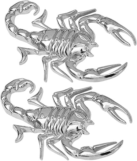 Wanheyao 2 Pack Scorpion Sticker Car Decals 3D Funny Cool Metal Home Decorative Car Body Decor Badge - Silver - Scorpio Sticker for men