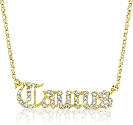 Crystal Zodiac Necklace for Women 18K Gold Plated 12 Constellation Pendant Silver Stainless Steel Jewelry Letter Astrology Sign Charms Personalized Gift for Mother and Daughter - Taurus Products for men