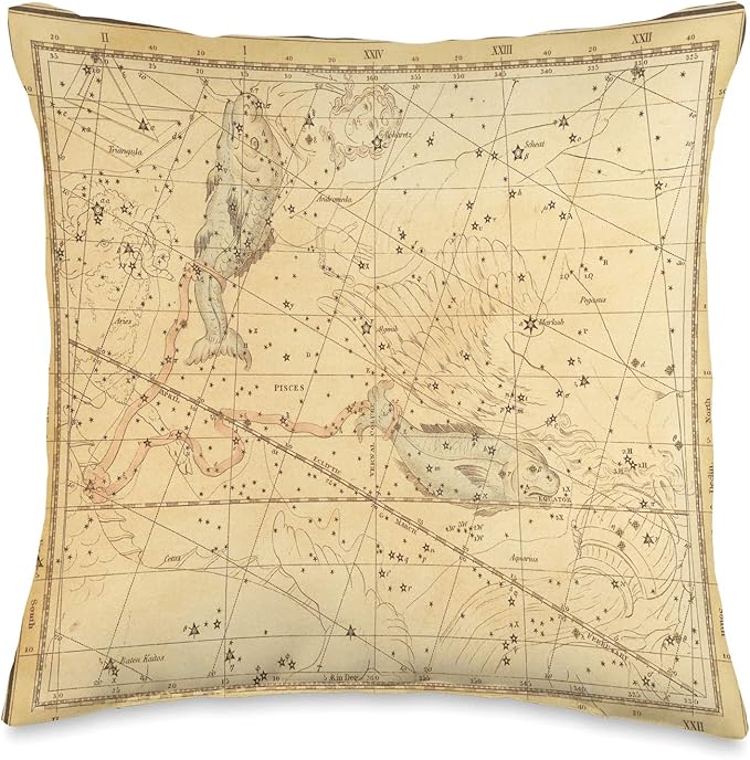 Pisces Zodiac Sign Fish Horoscope Astrology Star Map Throw Pillow - Pisces Pillow for men