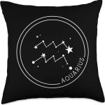 Aquarius Zodiac Sign Constellation Horoscope Gift Men Women Throw Pillow - Aquarius Pillow for men