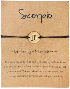 Silver Zodiac Bracelet Constellation Sign Bracelet for Women.12 Astrology Horoscope Bracelet/Anklet Friendship Couple Jewelry with Card - Scorpio Accessories for men
