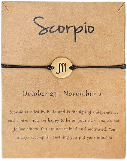 Silver Zodiac Bracelet Constellation Sign Bracelet for Women.12 Astrology Horoscope Bracelet/Anklet Friendship Couple Jewelry with Card - Scorpio Accessories for men
