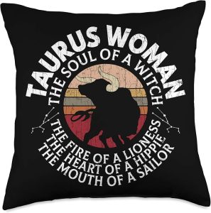 Taurus Woman Funny Zodiac Sign Graphic For Women Girls Throw Pillow - Taurus Pillow for men