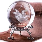 3D Laser Constellation Crystal Ball Crystal Paperweight Full Sphere Glass Fengshui with Sliver-Plated Flowering Stand(Taurus) - Taurus Products for men