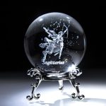 3D Laser Constellation Crytsal Ball Crystal Paperweight Full Sphere Glass Fengshui with Sliver-Plated Flowering Stand(Sagittarius) - Sagittarius Home Decor for men