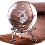 3D Laser Constellation Ball Crystal 60mm Paperweight Full Sphere Glass Fengshui with Sliver-Plated Flowering Stand(Scorpio) - Scorpio Products for men