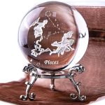 3D Inner Carving Constellation Ball Crystal Paperweight Full Sphere Glass Fengshui with Sliver-Plated Flowering Stand(Pisces) - Pisces Car Accessories for men
