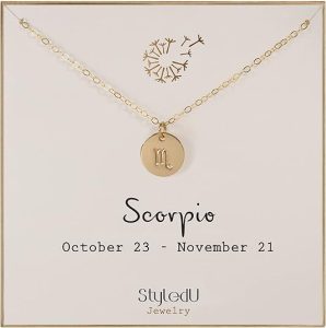 Zodiac Pendant Necklace for Women, 14K Gold Filled Zodiac Sign Jewelry, Personalized Birthday Gift for Zodiac Lovers - Scorpio Products for men