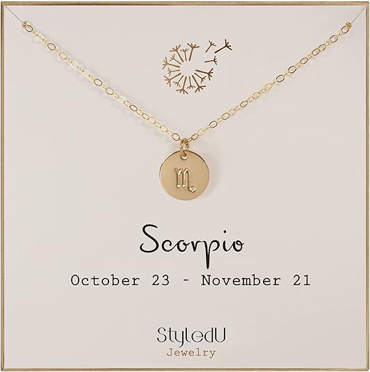 Zodiac Pendant Necklace for Women, 14K Gold Filled Zodiac Sign Jewelry, Personalized Birthday Gift for Zodiac Lovers - Scorpio Products for men