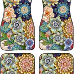 Decorative Boho Floral Print Car Floor Mats Front & Rear Liners Set,Universal Fit Auto Carpet Floor Mats Set of 4 for Women Girls - Virgo Car Floor Mat for men