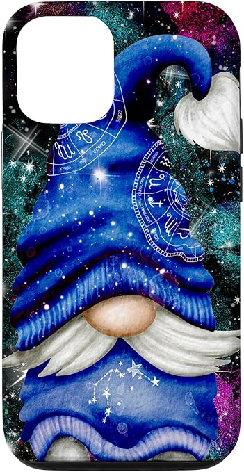 Cute Aquarius Zodiac Sign On Galaxy Background - Funny Gnome Case for iPhone 12/12 Pro - Aquarius Phone Case for men