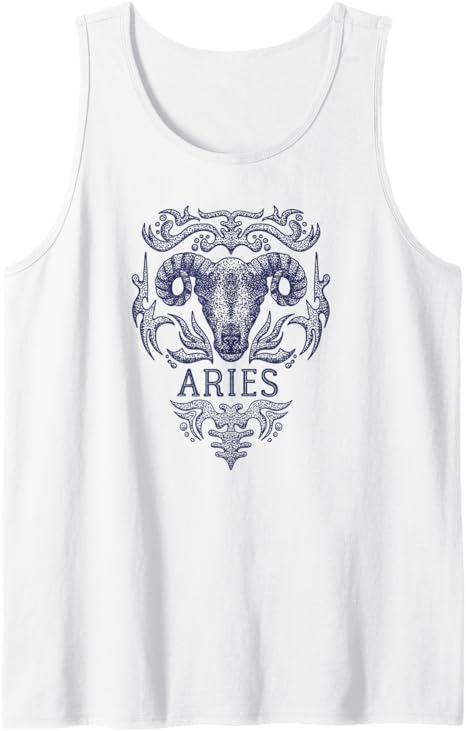 Retro Aries Zodiac Shirt Retro Vintage Birthday Aries Sign Tank Top - Aries T-Shirt for men