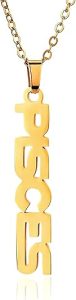 Zodiac Necklace for Women 18K Gold Plated 12 Constellation Pendant Silver Stainless Steel Jewelry Letter Astrology Sign Charms Personalized Gift for Mother and Daughter - Pisces for men
