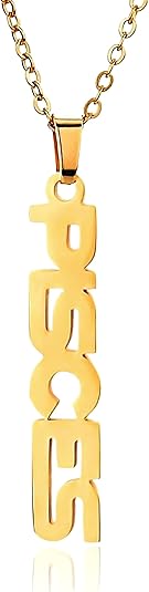 Zodiac Necklace for Women 18K Gold Plated 12 Constellation Pendant Silver Stainless Steel Jewelry Letter Astrology Sign Charms Personalized Gift for Mother and Daughter - Pisces for men