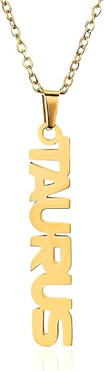 Zodiac Necklace for Women 18K Gold Plated 12 Constellation Pendant Silver Stainless Steel Jewelry Letter Astrology Sign Charms Personalized Gift for Mother and Daughter - Taurus Products for men