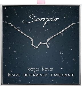ALoveSoul 925 Sterling Silver Constellation Horoscope Zodiac Necklace, Birthday Gifts for Women - Scorpio Accessories for men