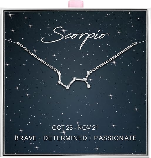 ALoveSoul 925 Sterling Silver Constellation Horoscope Zodiac Necklace, Birthday Gifts for Women - Scorpio Accessories for men
