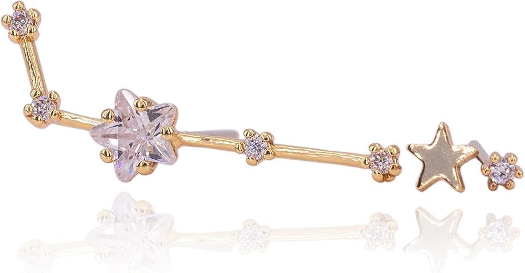 Aries Zodiac Necklace Constellation Earrings For Women Dainty Diamond Celestial Jewelry Everyday Necklace Cute Mismatched Star Stud Earrings March Birthday April Personalized Astrology Gifts - Aries Earrings for men