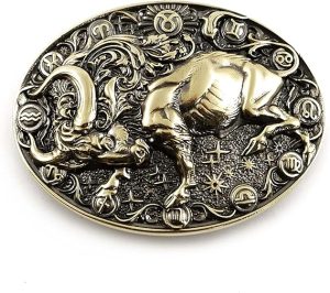 Taurus belt buckle, Taurus Bull Horoscope Astrological Zodiac Sign solid brass belt buckle gift for men and women, Taurus jewelry gift box - Taurus Products for men