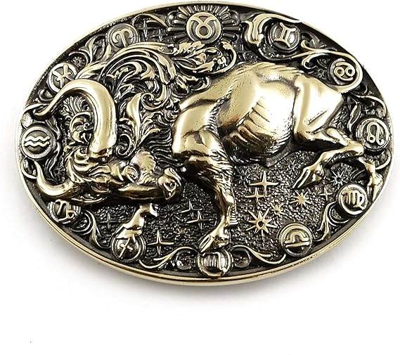 Taurus belt buckle, Taurus Bull Horoscope Astrological Zodiac Sign solid brass belt buckle gift for men and women, Taurus jewelry gift box - Taurus Products for men
