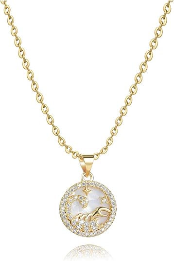 12 Constellations Signs Zodiac Pendant Necklace for Women Horoscope Astrological Birthday Gold Opal Cubic Zirconia - Scorpio Products for men