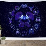 HVEST Gemini Tapestry Wall Hanging for Teen Bedroom 12 Constellations Hippie Art Tapestries Zodiac Blanket Birthday Gifts Party Decorations for Home Living Room Dorm,60x40 Inches - Gemini Blanket for men