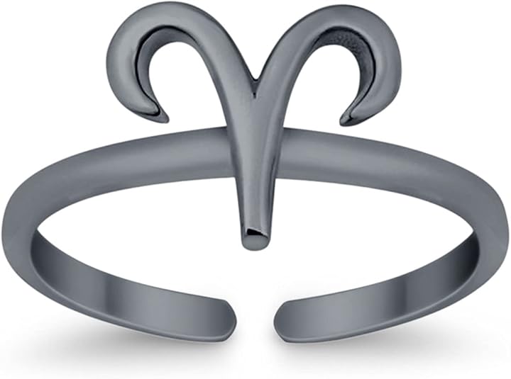 Aries Zodiac Sign Toe Ring Adjustable Band 925 Sterling Silver (8mm) - Aries Ring for men