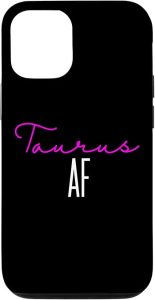 iPhone 12/12 Pro Taurus AF Pink Writing / Cool & Funny Zodiac Taurus Birthday Case - Taurus Phone Case for men