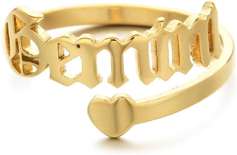 12 Zodiac Old English Letter Adjustable Stainless Steel Rings Gift for Women Dainty 12 Constellation Rings - Aries Ring for men