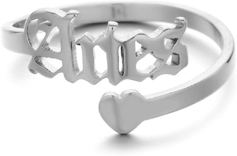 12 Zodiac Old English Letter Adjustable Stainless Steel Rings Gift for Women Dainty 12 Constellation Rings - Aries Ring for men