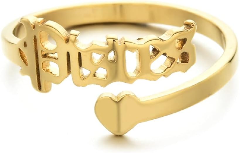 12 Zodiac Old English Letter Adjustable Stainless Steel Rings Gift for Women Dainty 12 Constellation Rings - Aries Ring for men